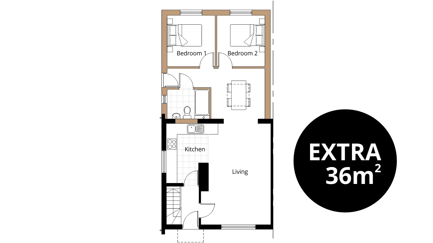 swindon bedroom extension floorplan drawing bathroom rooflights dining room