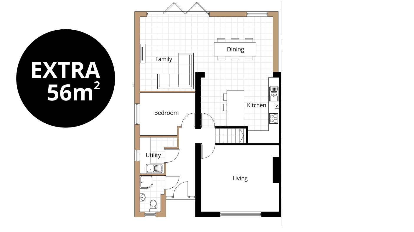 swindon kitchen extension floorplan drawing bedroom utility porch dining