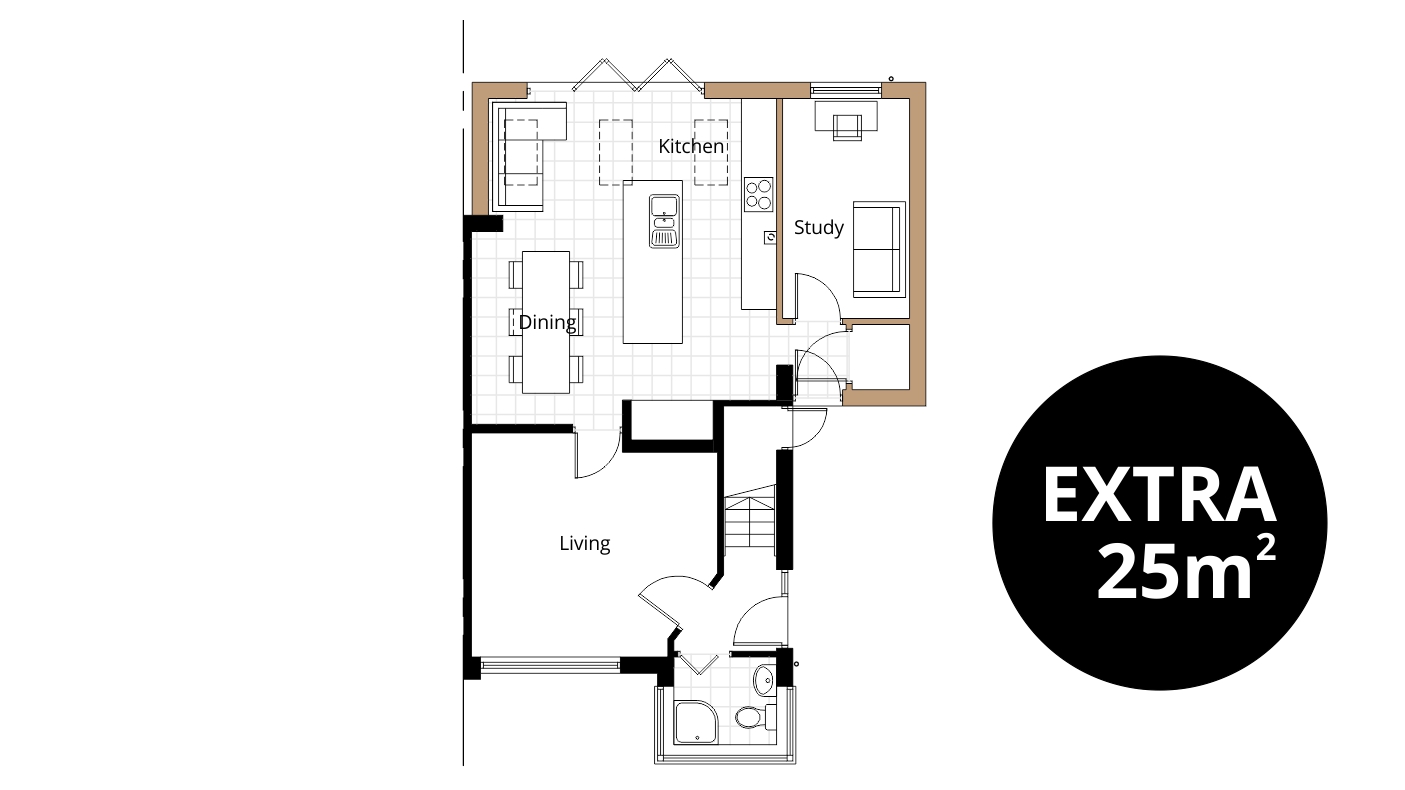 swindon kitchen extension floorplan drawing study dining rooflights