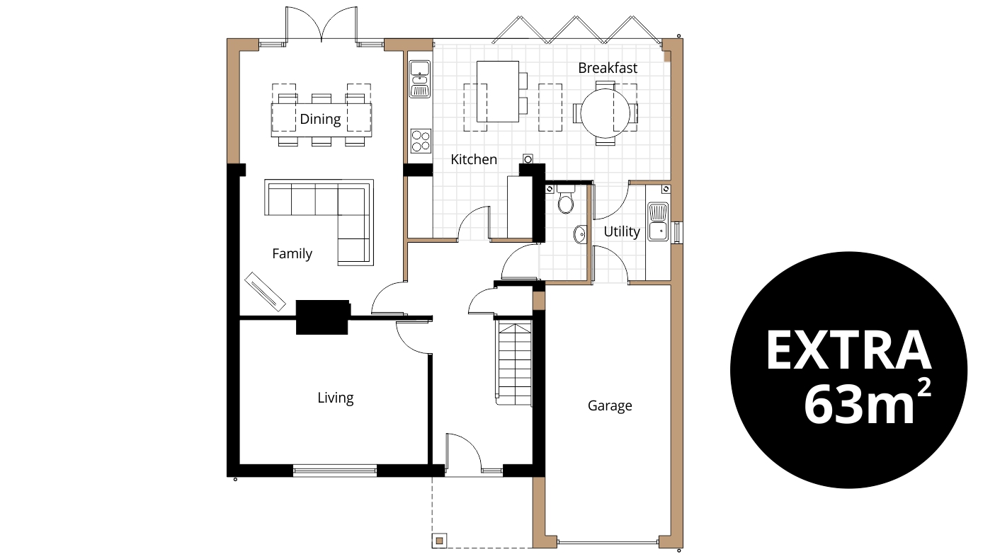 swindon kitchen extension floorplan drawing utility family porch dining garage breakfast