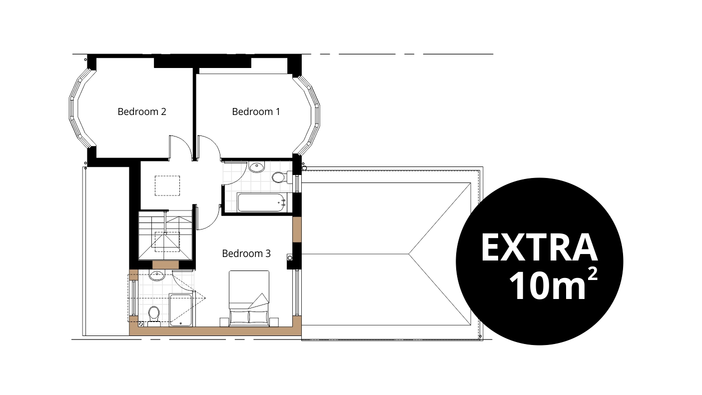 swindon two storey extension drawing semi detached house extra bedroom en-suite dressing area family bathroom