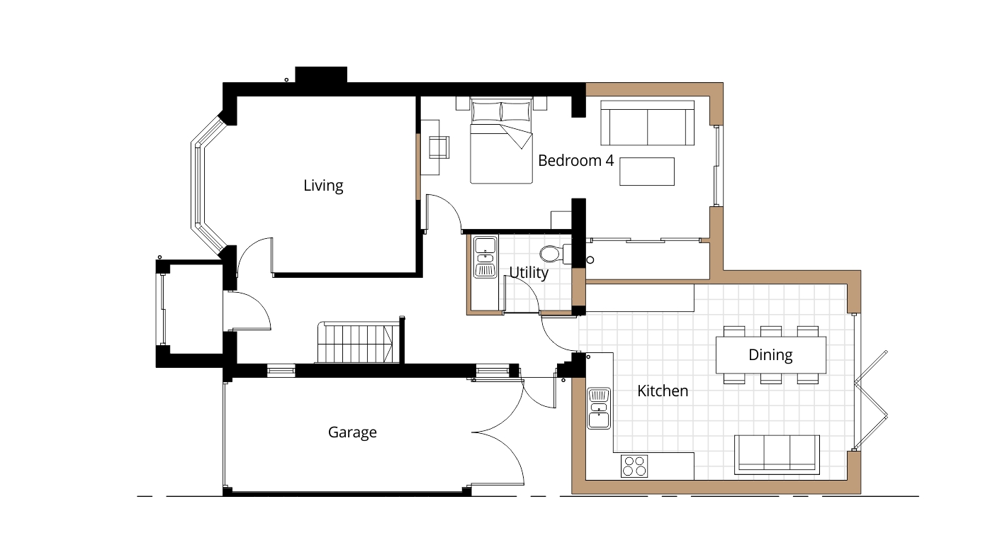 architectural design and planning services proposed ground floor plan extension