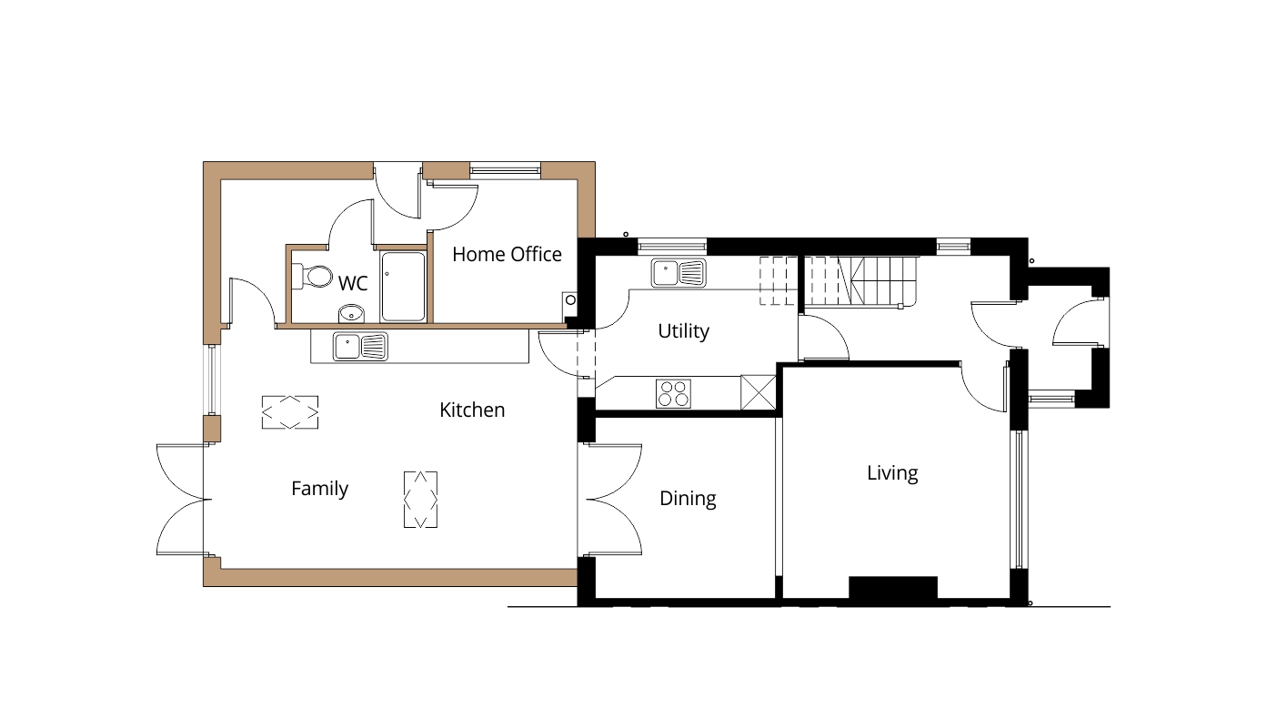 single storey rear extension planning permission proposed ground floor plan drawing