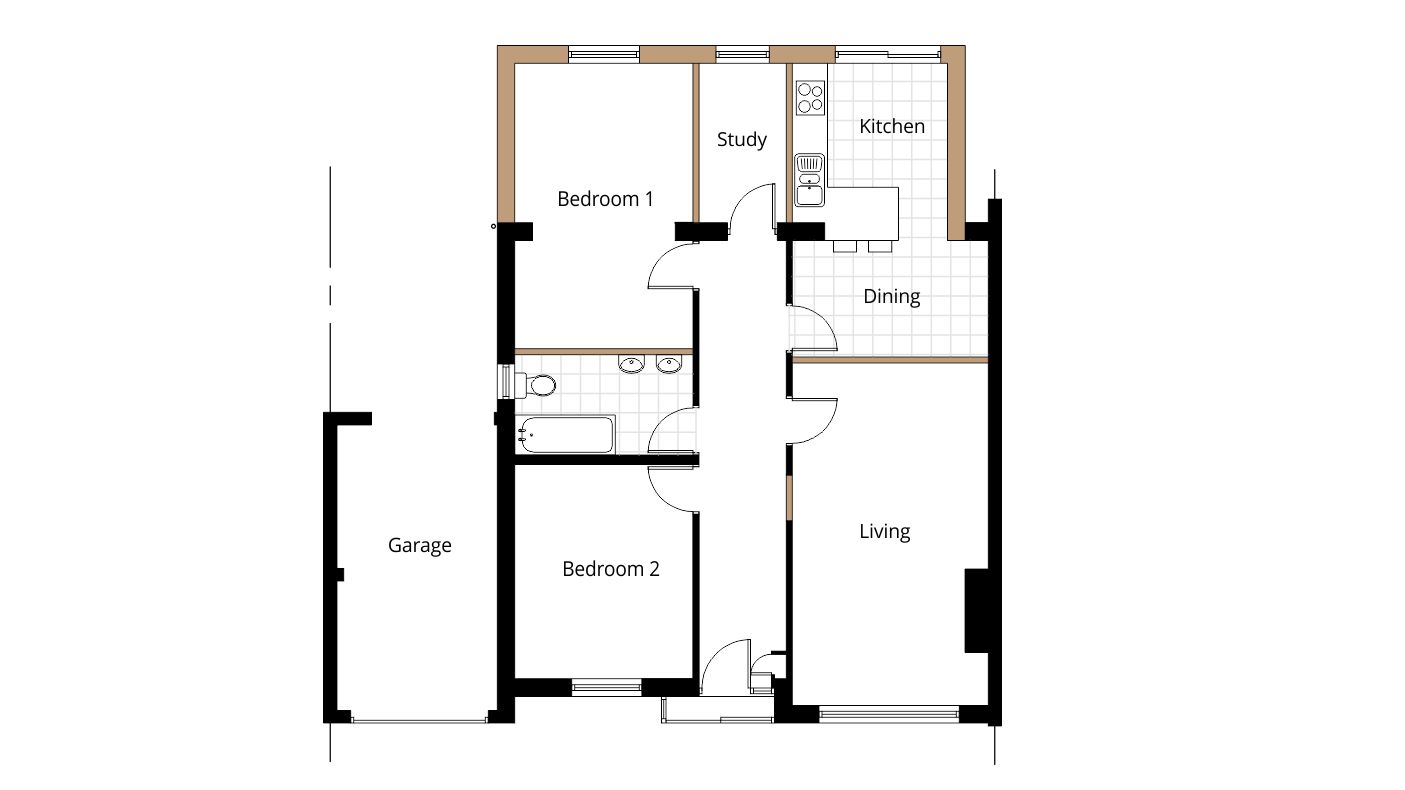 bungalow rear extension planning permission proposed floor plan drawing