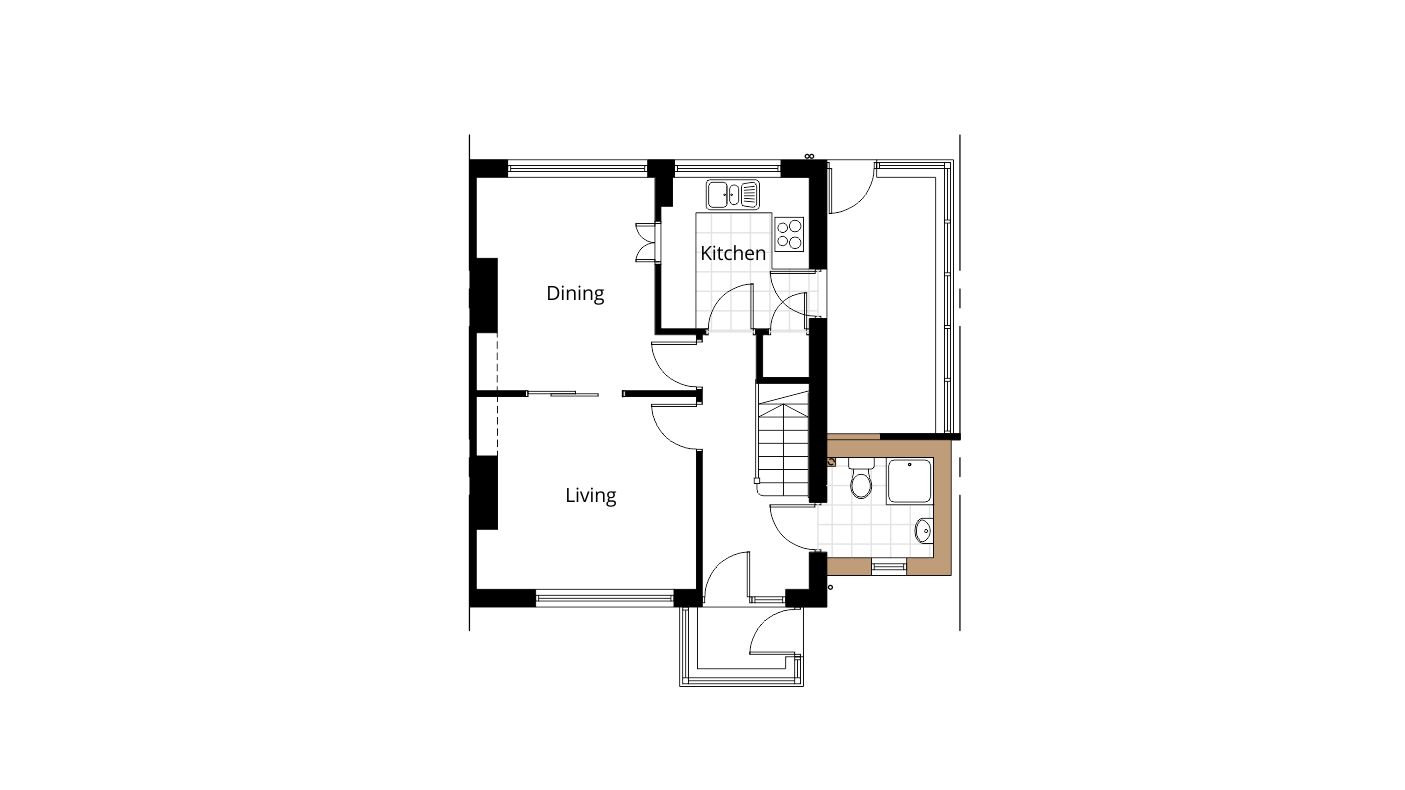 downstairs bathroom side extension drawing proposed ground floor plan