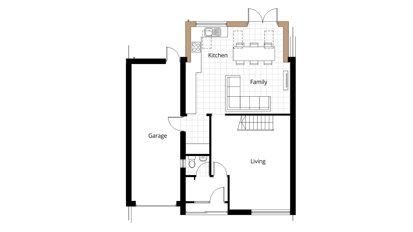 large kitchen extension permitted development drawing proposed floorplan